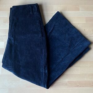Poetry Blue Corduroy Wide Leg Cropped 100% Cotton Trousers